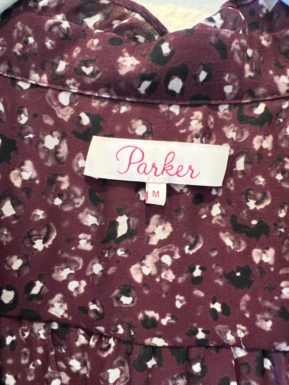 Parker Plum Floral Ruffle V-Neck Blouse - Picture 4 of 6